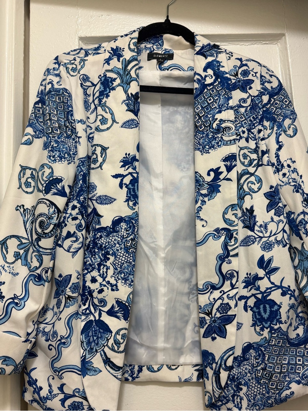 Elementz Blue & White Scroll Print Blouse